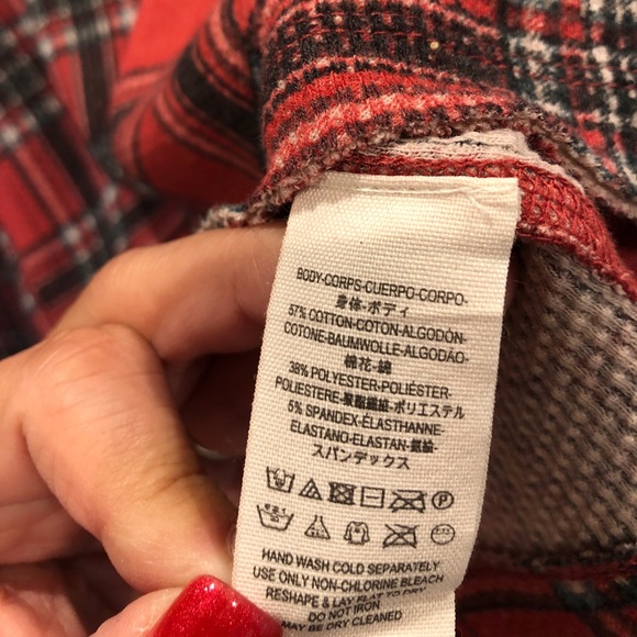 Free people red plaid long sleeve crop top - Picture 10 of 10